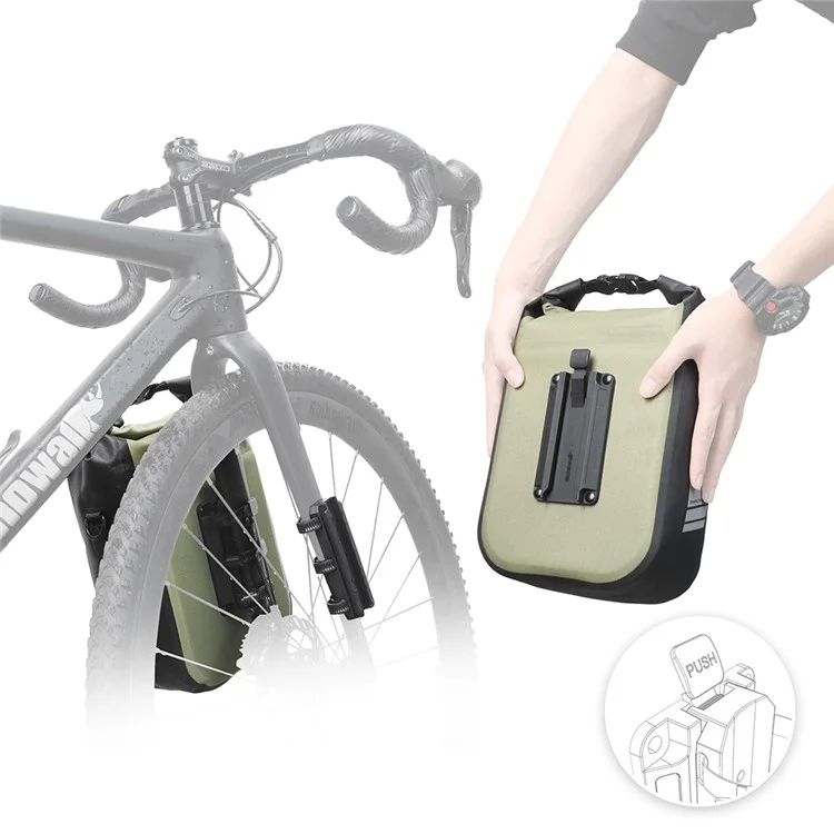 RHINOWALK RK406 6L Bike Front Fork Bag Waterproof Nylon Polyester Bicycle Quick-Release Hanging Bag for Outdoor Cycling - Green