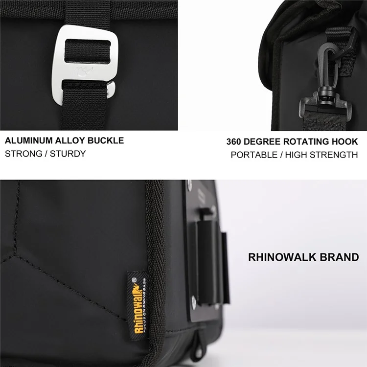 RHINOWALK RK9107 Bike Front Bag Foldable Expandable Insulation Bicycle Storage Bag with Shoulder Strap - Black