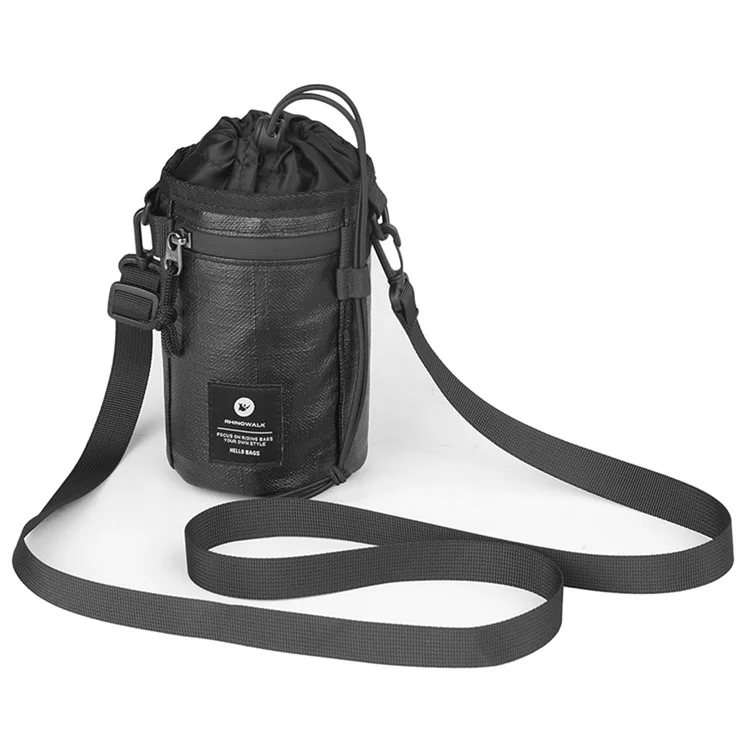 RHINOWALK RK24933 Bolsa de manillar de bicicleta de poliéster para almacenamiento de alimentos y snacks, con soporte para botella de agua, para bicicleta de turismo y transporte - Negro