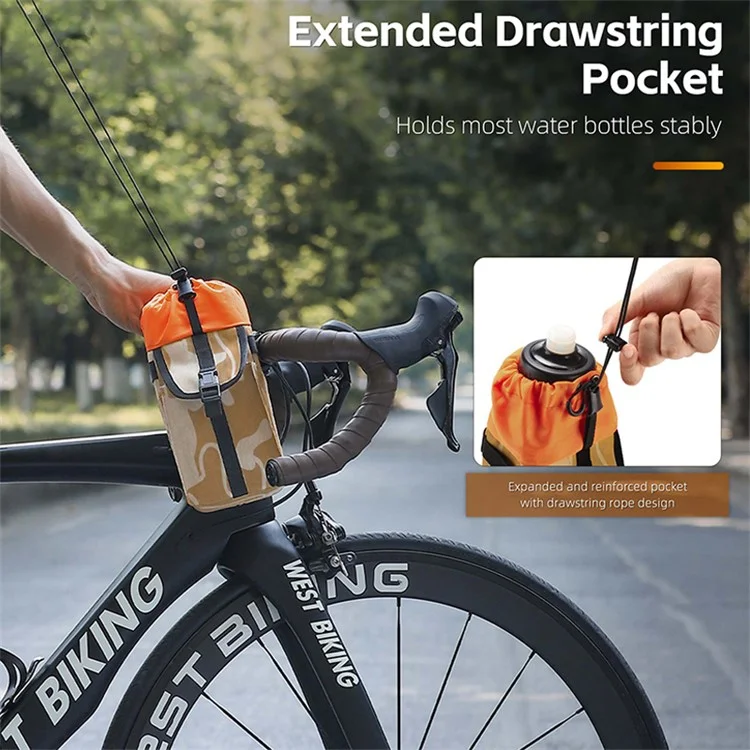 WEST BIKING YP0707330 Sac de porte-bouteille de vélo Polyester 1.2L avec cordon de serrage