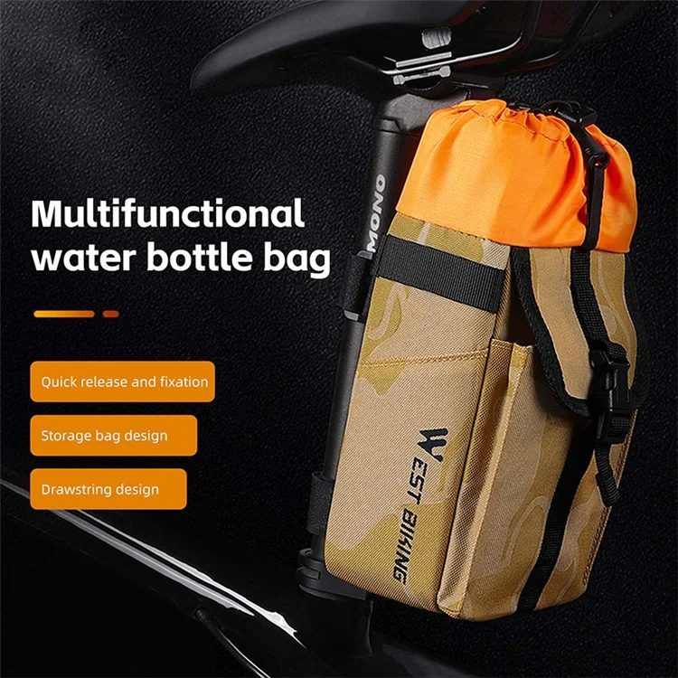 WEST BIKING YP0707330 Sac de porte-bouteille de vélo Polyester 1.2L avec cordon de serrage
