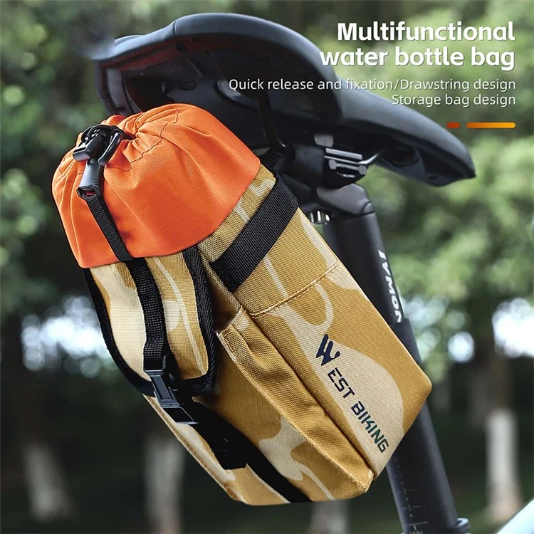 WEST BIKING YP0707330 Sac de porte-bouteille de vélo Polyester 1.2L avec cordon de serrage