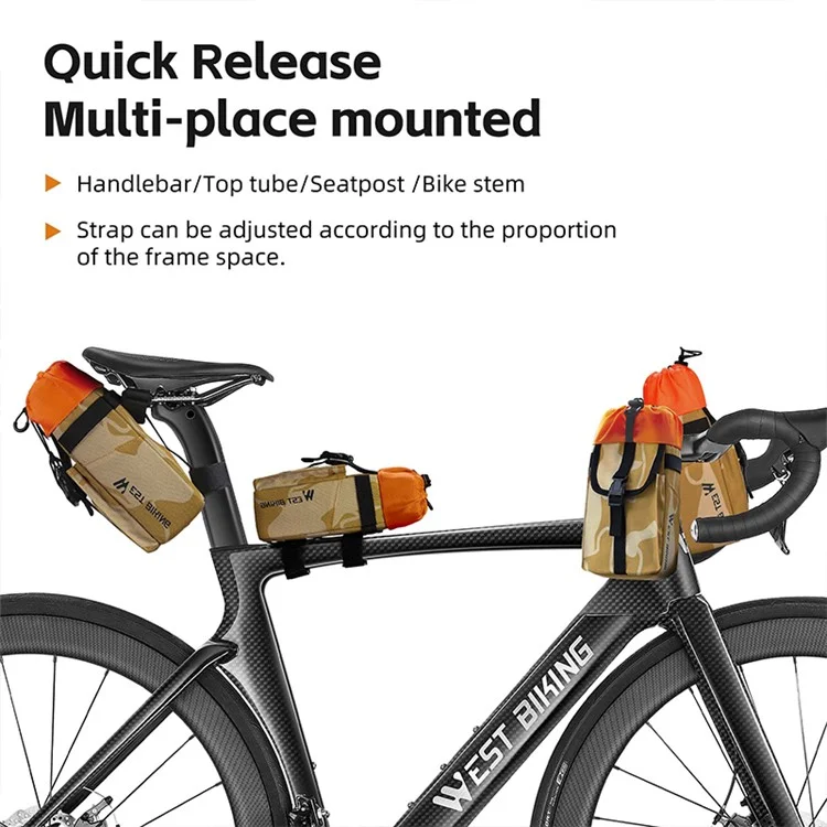 WEST BIKING YP0707330 Sac de porte-bouteille de vélo Polyester 1.2L avec cordon de serrage