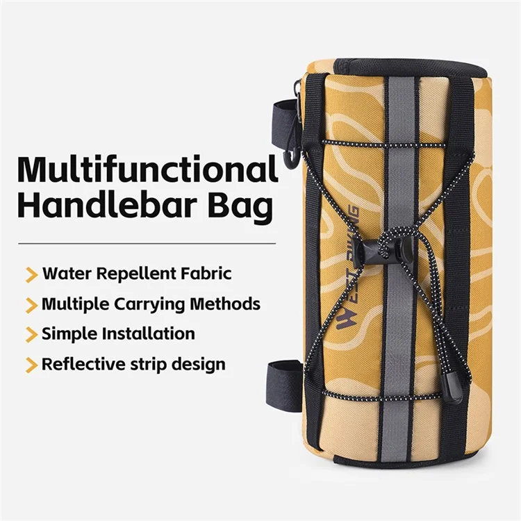 WEST BIKING YP0707329 Cycling Bicycle Handlebar Cylinder Bag Polyester Bike Front Storage Bag