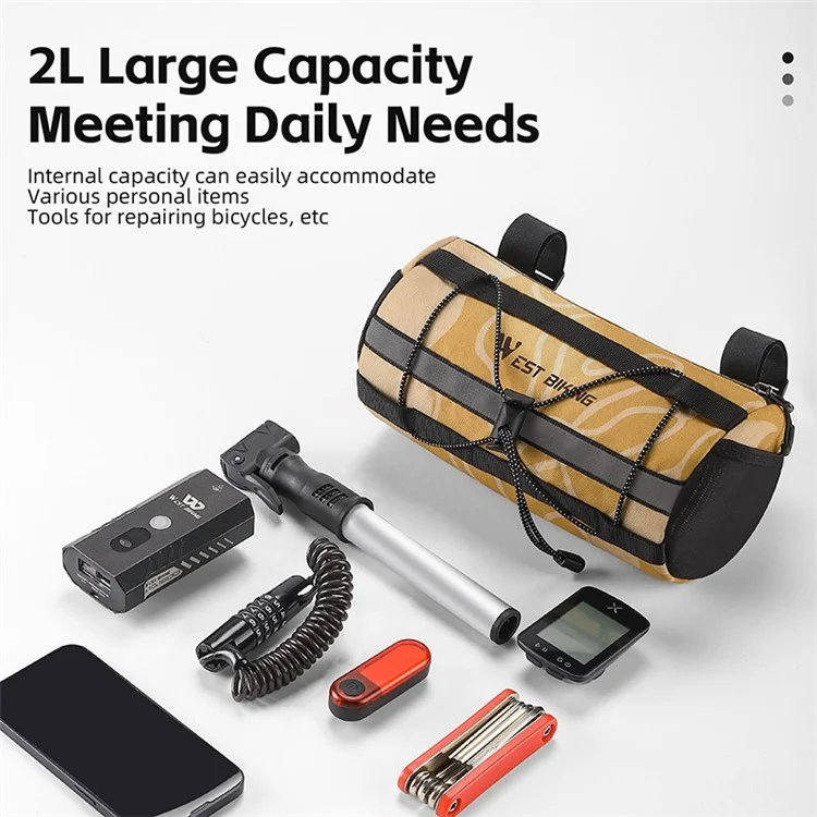 WEST BIKING YP0707329 Cycling Bicycle Handlebar Cylinder Bag Polyester Bike Front Storage Bag