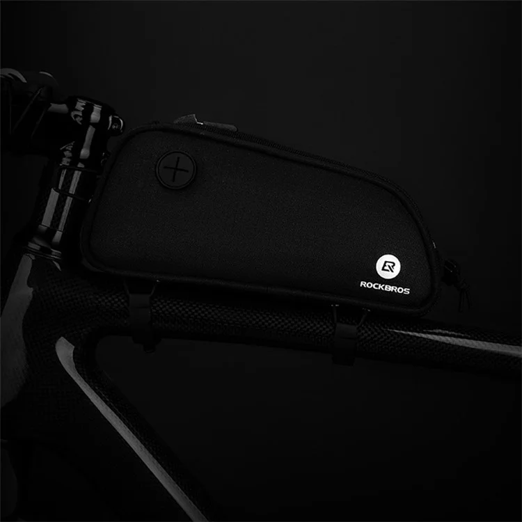 ROCKBROS 063 Sac de Vélo en Polyester+PU pour VTT, Tube Avant, Sac Téléphone Zippé