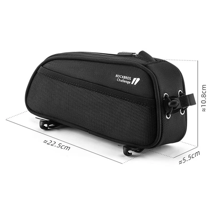 ROCKBROS 063 Sac de Vélo en Polyester+PU pour VTT, Tube Avant, Sac Téléphone Zippé
