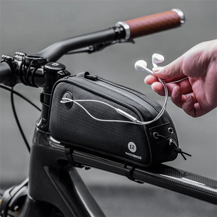 ROCKBROS 063 Sac de Vélo en Polyester+PU pour VTT, Tube Avant, Sac Téléphone Zippé
