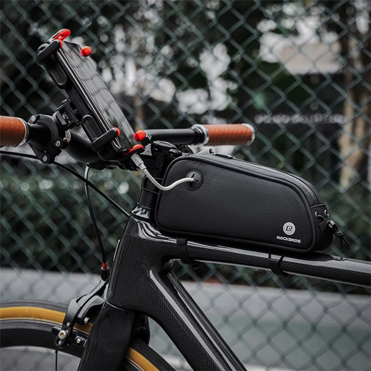 ROCKBROS 063 Sac de Vélo en Polyester+PU pour VTT, Tube Avant, Sac Téléphone Zippé
