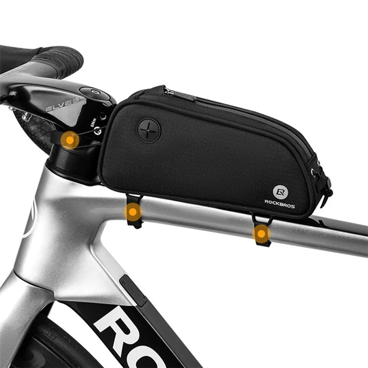 ROCKBROS 063 Sac de Vélo en Polyester+PU pour VTT, Tube Avant, Sac Téléphone Zippé