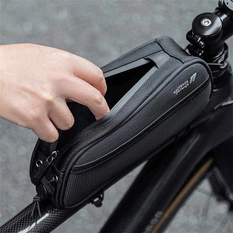 ROCKBROS 063 Sac de Vélo en Polyester+PU pour VTT, Tube Avant, Sac Téléphone Zippé