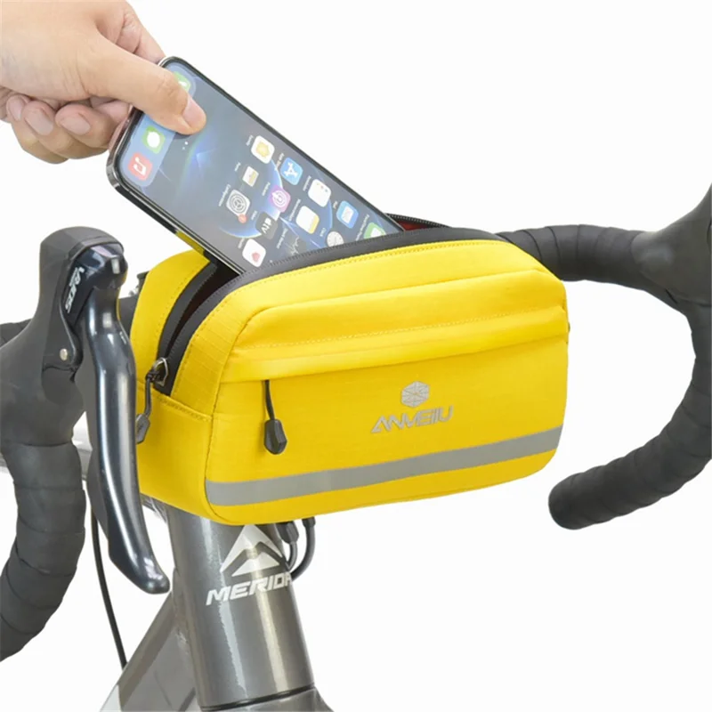 ANMEILU 7051 Bike Handlebar Bag Bicycle Front Frame Bag Cycling Storage Pouch - Yellow