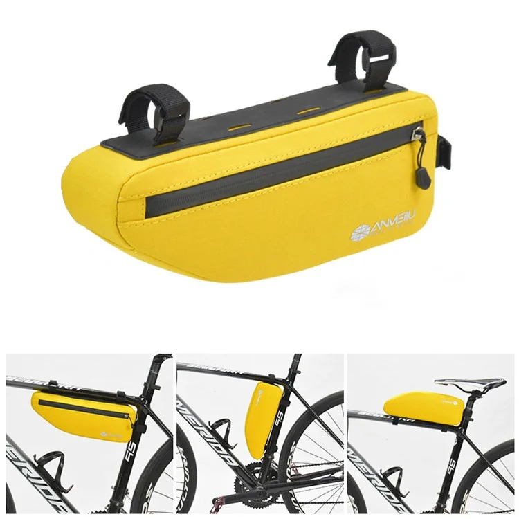 ANMEILU 7050 Bike Triangle Frame Bag Oxford Cloth Bicycle Top Tube Bag Cycling Pouch - Yellow