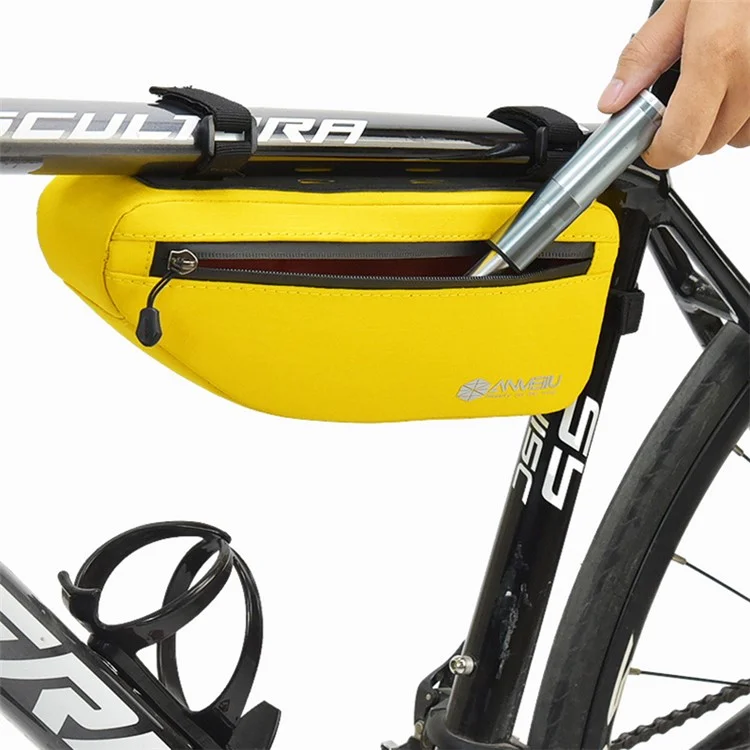 ANMEILU 7050 Bike Triangle Frame Bag Oxford Cloth Bicycle Top Tube Bag Cycling Pouch - Yellow