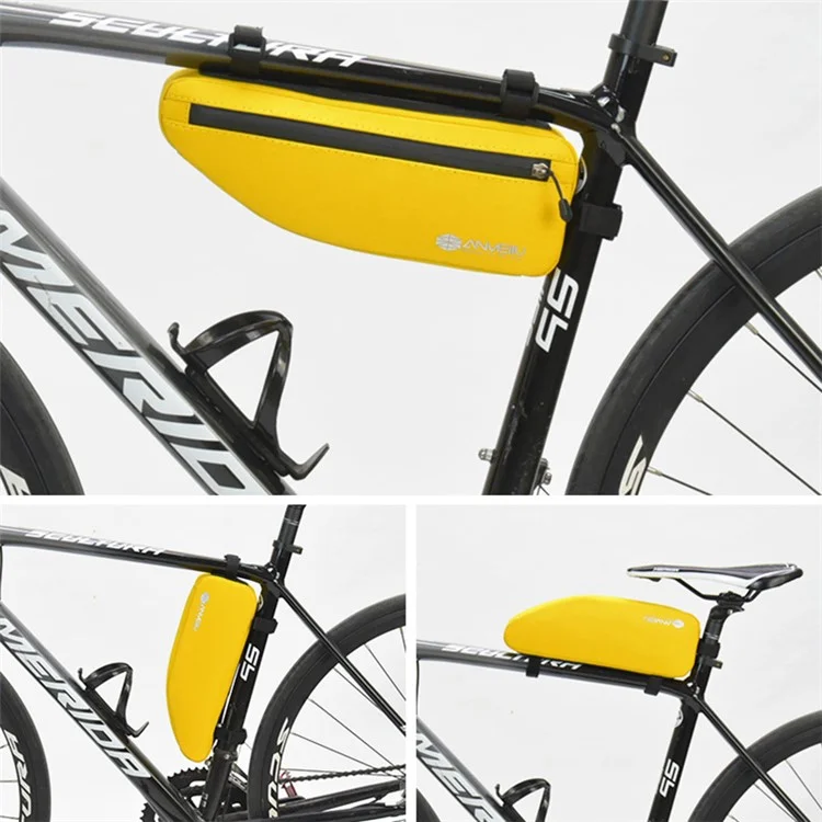 ANMEILU 7050 Bike Triangle Frame Bag Oxford Cloth Bicycle Top Tube Bag Cycling Pouch - Yellow