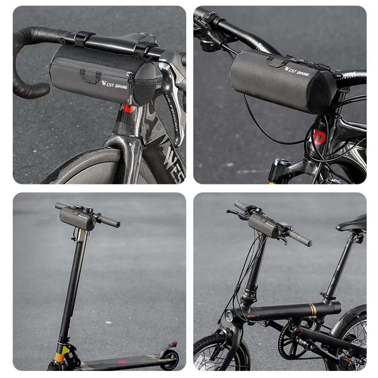 WEST BIKING YP0707361 Borsa da Manubrio Riflettente da 1L per Mountain Bike con Cinghia a Tracolla