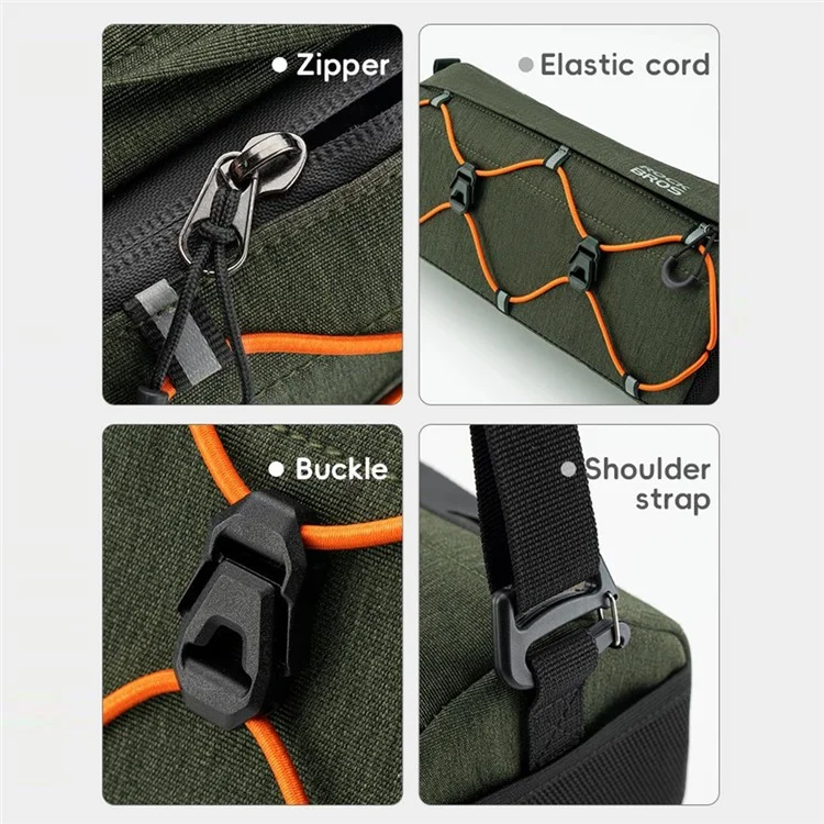 ROCKBROS W012 Sac de guidon de vélo Réfléchissant Polyester Sac de rangement avant de vélo - Vert noirâtre