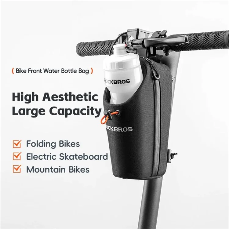 ROCKBROS P002 Bolsa Frontal para Bicicleta para Garrafa de Água para Bicicleta Dobrável / Skate / Bicicleta de Montanha - Preto