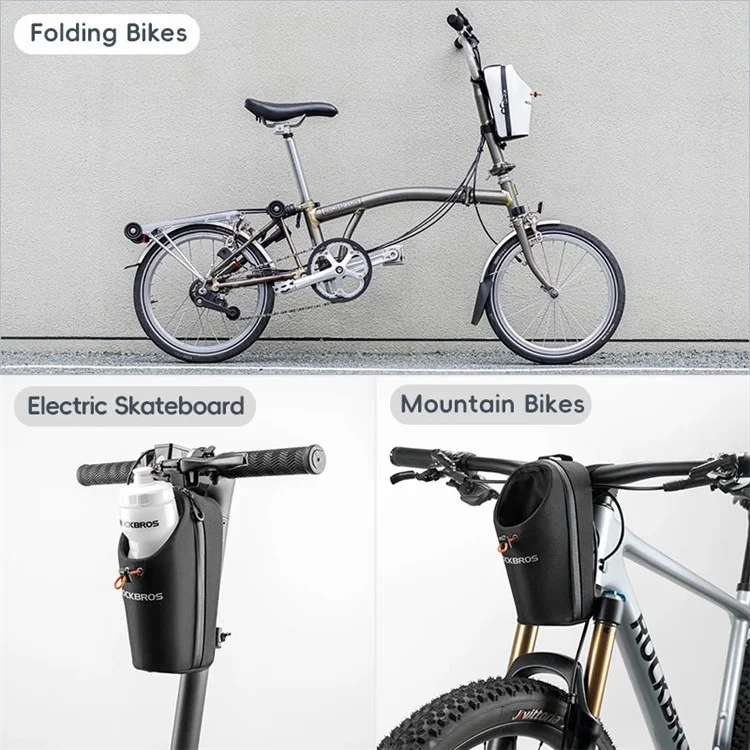 ROCKBROS P002 Bolsa Frontal para Bicicleta para Garrafa de Água para Bicicleta Dobrável / Skate / Bicicleta de Montanha - Preto