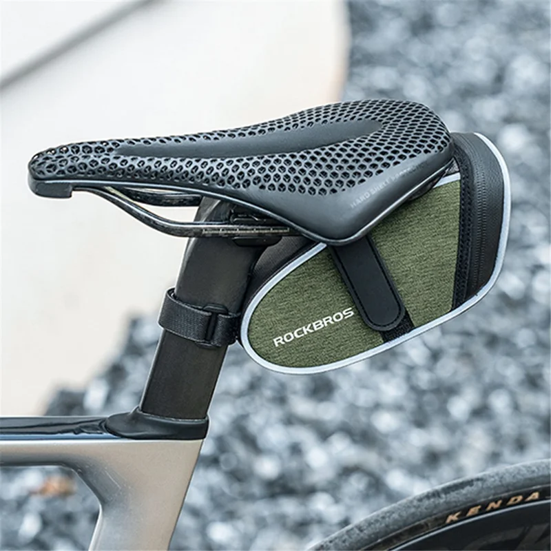 ROCKBROS C52 0.45L Bolsa de Sillín de Bicicleta Bolsa de Almacenamiento Trasero del Poste del Sillín, Tipo de Cinta Mágica