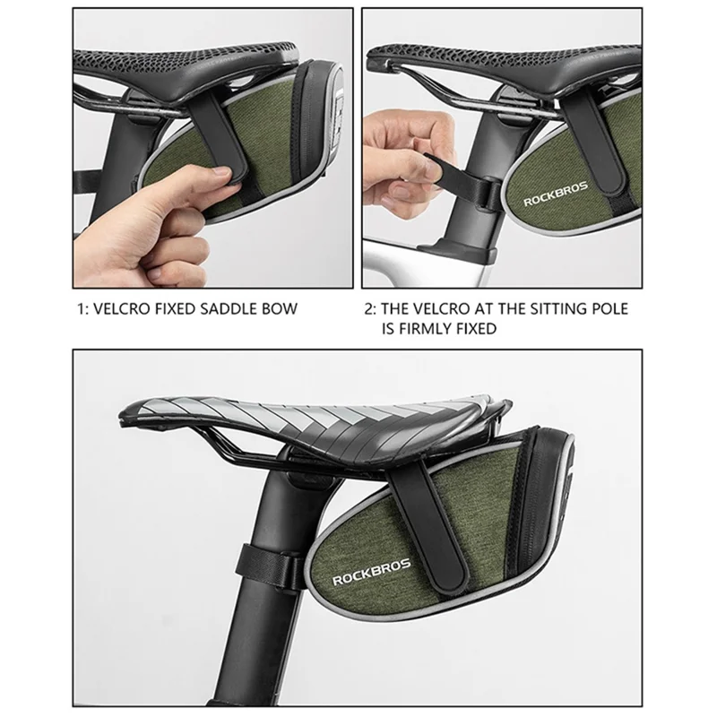 ROCKBROS C52 0.45L Bolsa de Sillín de Bicicleta Bolsa de Almacenamiento Trasero del Poste del Sillín, Tipo de Cinta Mágica