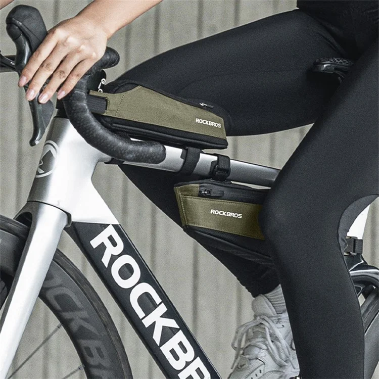 ROCKBROS 0.65L Nylon MTB Vélo Sac Avant Poutre Réfléchissant Sac Tube Bicycle, Supérieur
