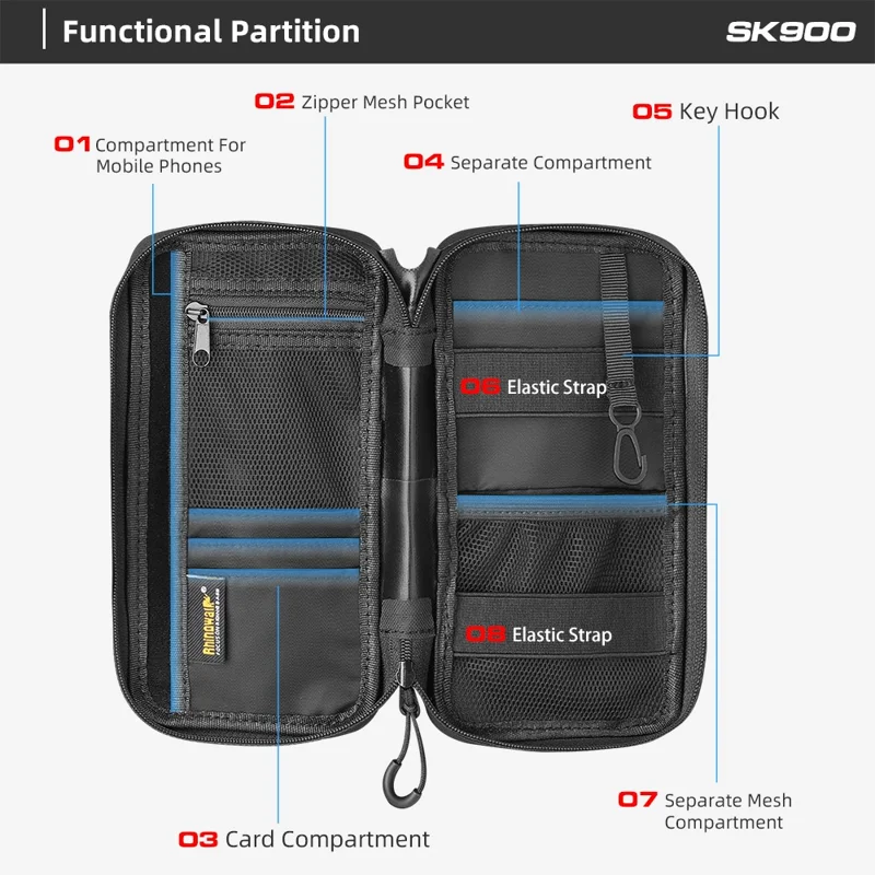 RHINOWALK SK900 Molle Riding Pouch Quick Release Waterproof Cycling Tools Storage Bag - Orange