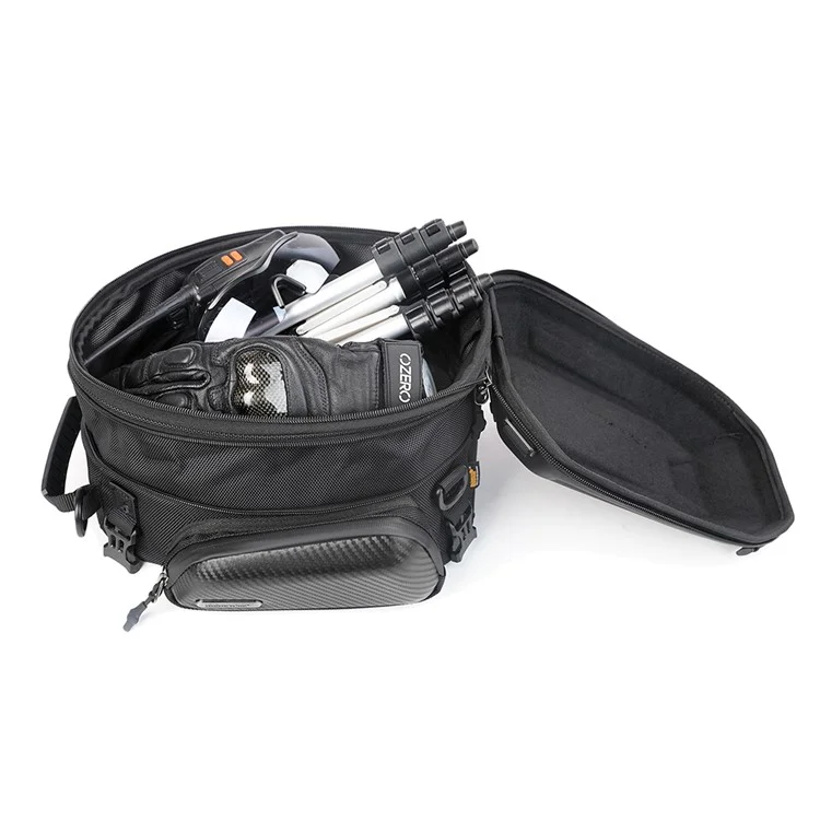 Rinowalk Mtr4001 Motocicleta Expandible Bolso de Cola de Cáscara Dura Bolso de Cola Troncal - Fibra de Carbono Negro