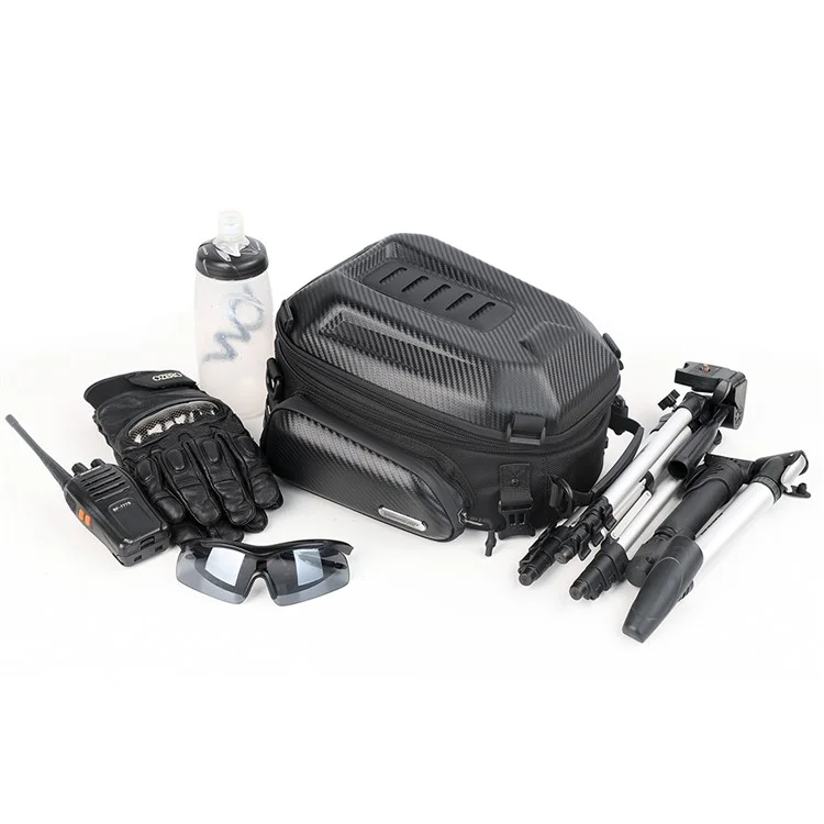 RHINOWALK MTR4001 Expandable Motorcycle Hard Shell Tail Bag Motocross Trunk Tail Bag - Carbon Fiber Schwarz