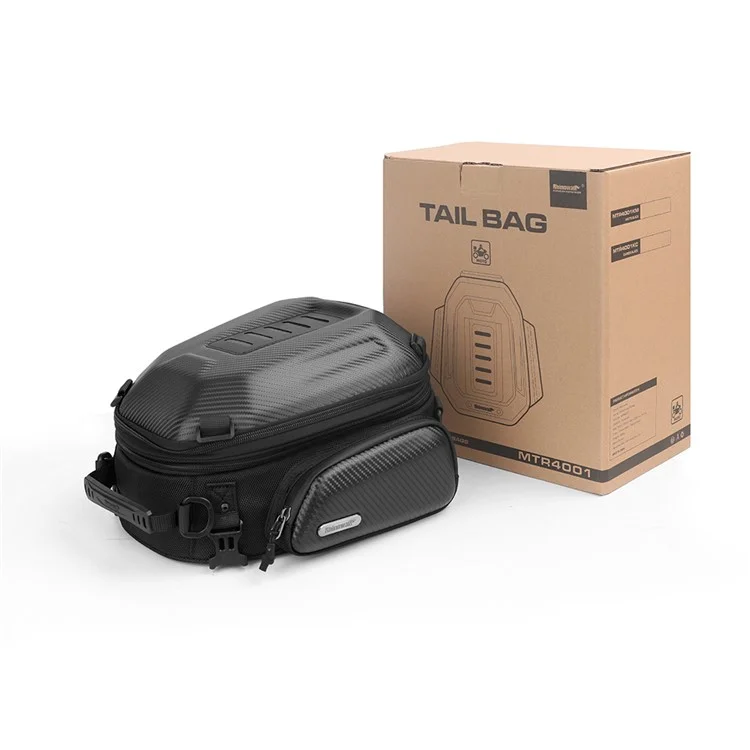 RHINOWALK MTR4001 Expandable Motorcycle Hard Shell Tail Bag Motocross Trunk Tail Bag - Carbon Fiber Schwarz