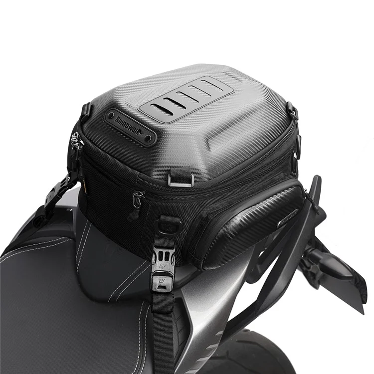 Rinowalk Mtr4001 Motocicleta Expandible Bolso de Cola de Cáscara Dura Bolso de Cola Troncal - Fibra de Carbono Negro