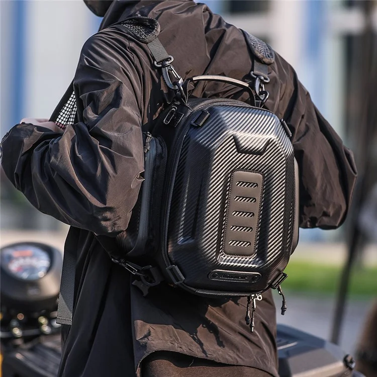 RHINOWALK MTR4001 Expandable Motorcycle Hard Shell Tail Bag Motocross Trunk Tail Bag - Carbon Fiber Schwarz