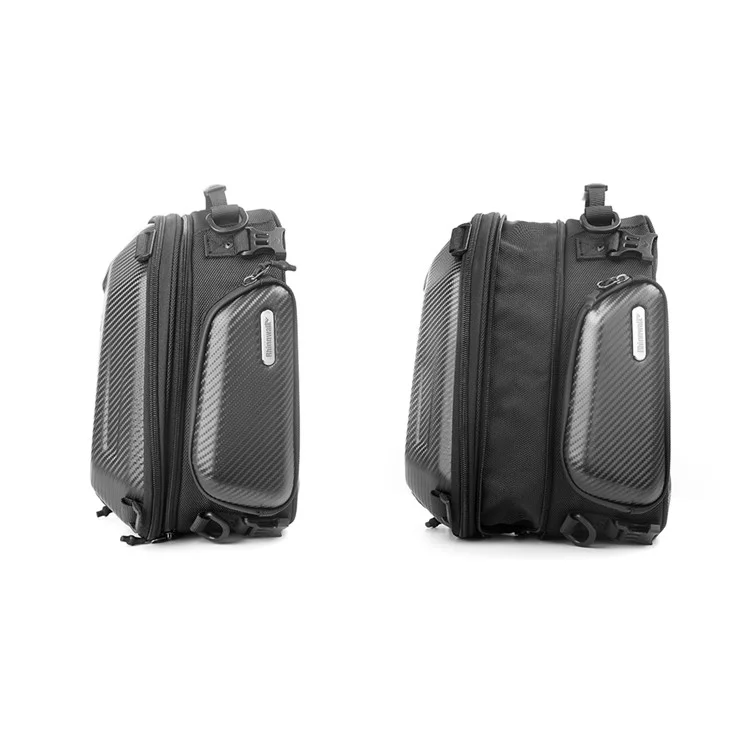RHINOWALK MTR4001 Expandable Motorcycle Hard Shell Tail Bag Motocross Trunk Tail Bag - Carbon Fiber Schwarz