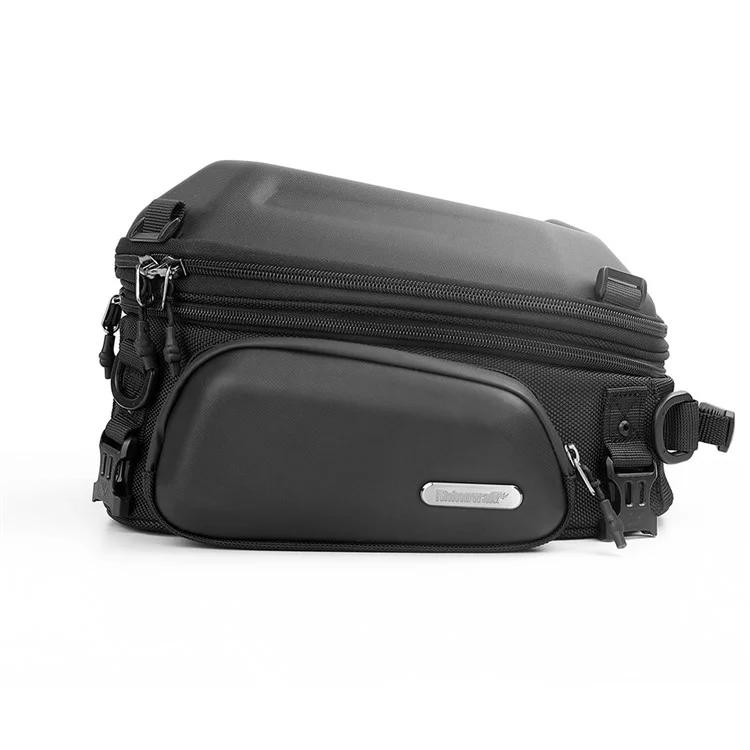 RHINOWALK MTR4001 Borsa Rigida Espandibile per Moto Motocross Baule Posteriore - Nero Opaco