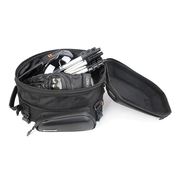 RHINOWALK MTR4001 Borsa Rigida Espandibile per Moto Motocross Baule Posteriore - Nero Opaco