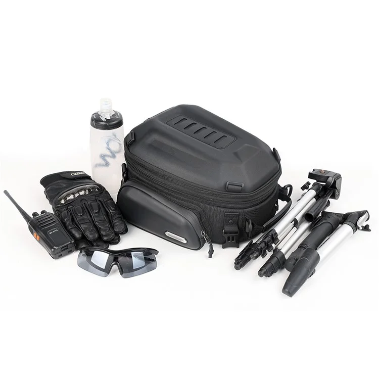 RHINOWALK MTR4001 Borsa Rigida Espandibile per Moto Motocross Baule Posteriore - Nero Opaco