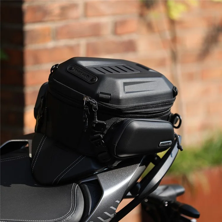 RHINOWALK MTR4001 Borsa Rigida Espandibile per Moto Motocross Baule Posteriore - Nero Opaco
