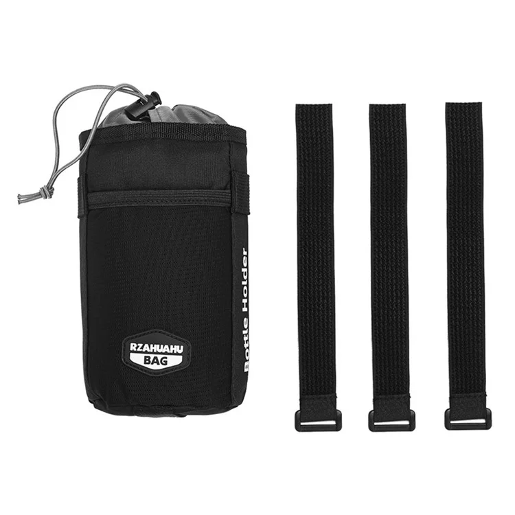 RZAHUAHU YA468 Polyester Bike Handlebar Bag Thermal Water Bottle Holder Pouch for Baby Stroller - Black