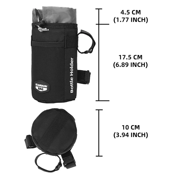RZAHUAHU YA468 Polyester Bike Handlebar Bag Thermal Water Bottle Holder Pouch for Baby Stroller - Black