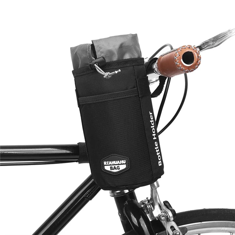RZAHUAHU YA468 Polyester Bike Handlebar Bag Thermal Water Bottle Holder Pouch for Baby Stroller - Black