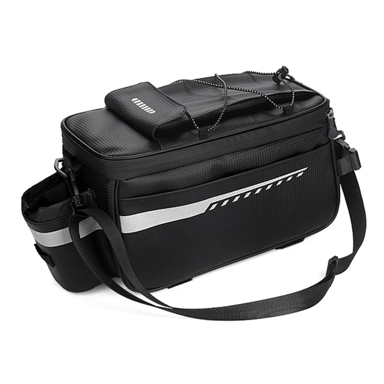 RZAHUAHU YA415 PU Leather Bike Trunk Bag MTB Rack Bag Sling Bag Handbag Shoulder Bag - Black