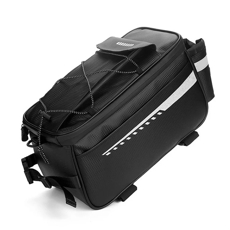 RZAHUAHU YA415 PU Leather Bike Trunk Bag MTB Rack Bag Sling Bag Handbag Shoulder Bag - Black
