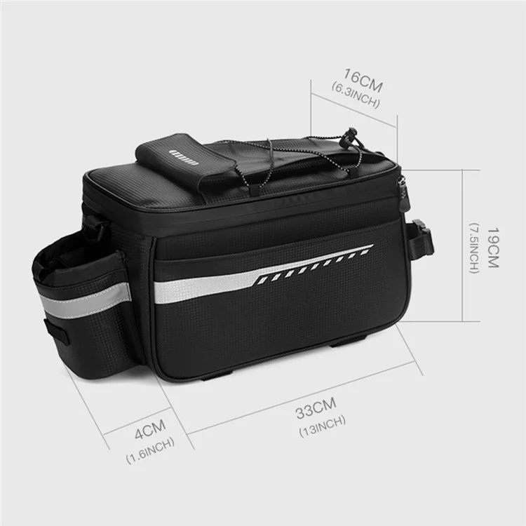 RZAHUAHU YA415 PU Leather Bike Trunk Bag MTB Rack Bag Sling Bag Handbag Shoulder Bag - Black