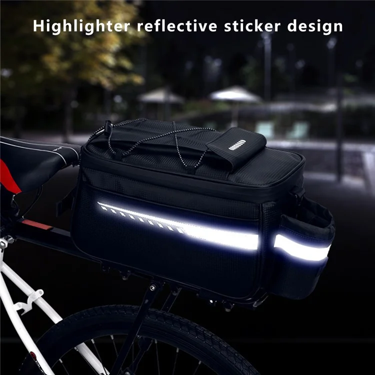RZAHUAHU YA415 PU Leather Bike Trunk Bag MTB Rack Bag Sling Bag Handbag Shoulder Bag - Black
