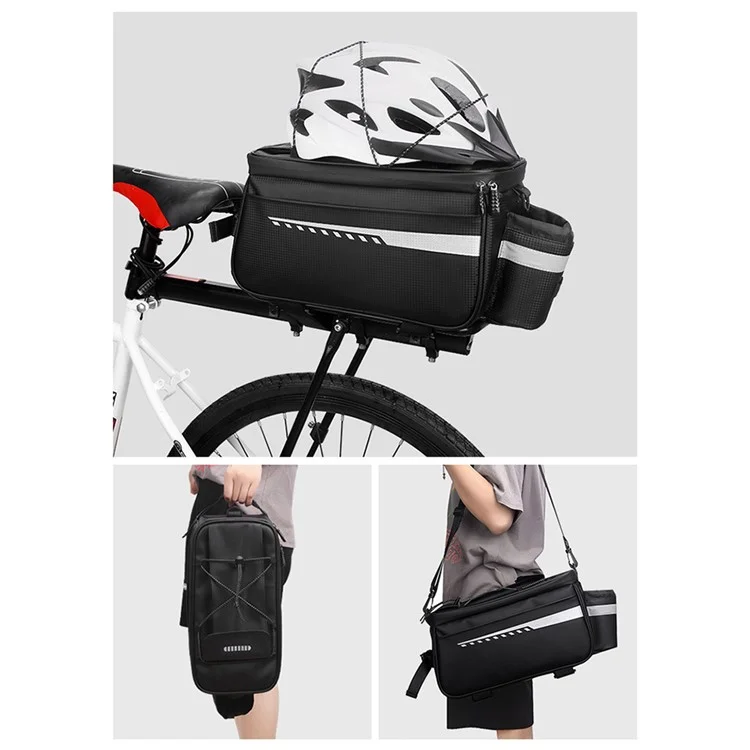 RZAHUAHU YA415 PU Leather Bike Trunk Bag MTB Rack Bag Sling Bag Handbag Shoulder Bag - Black