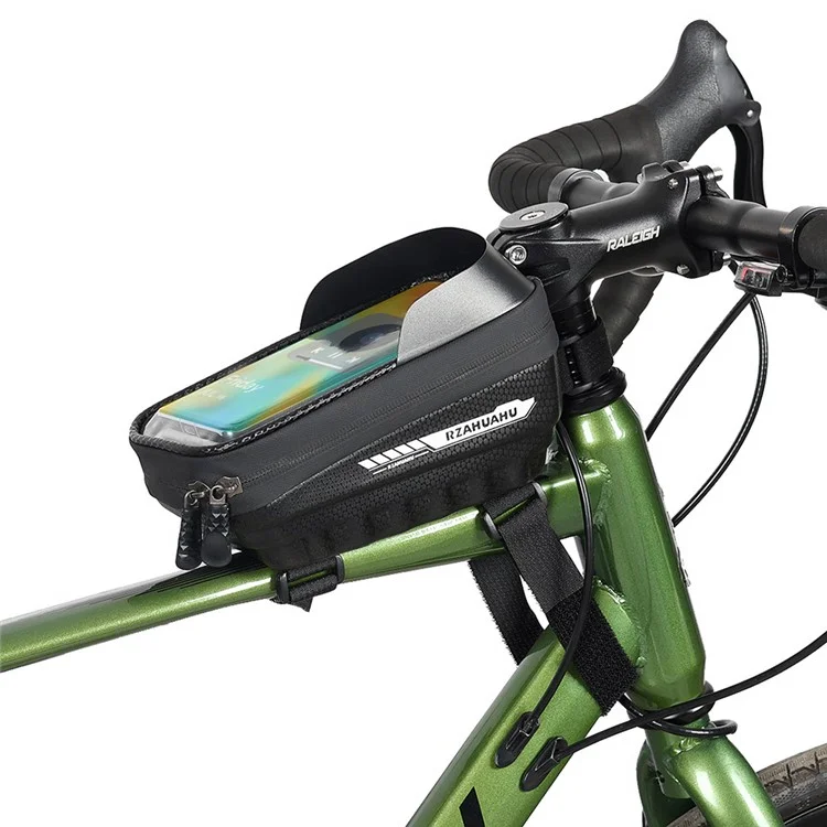 Bolsa de Quadro de Bicicleta RZAHUAHU YA347-3 PU com Suporte de Celular de Tela Sensível ao Toque