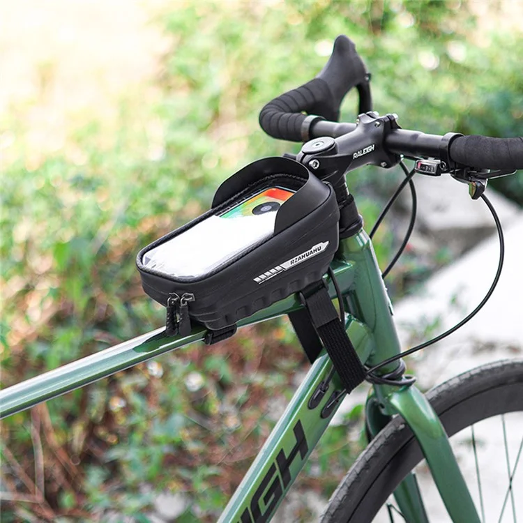 Bolsa de Quadro de Bicicleta RZAHUAHU YA347-3 PU com Suporte de Celular de Tela Sensível ao Toque