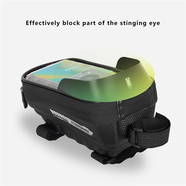 Bolsa de Quadro de Bicicleta RZAHUAHU YA347-3 PU com Suporte de Celular de Tela Sensível ao Toque