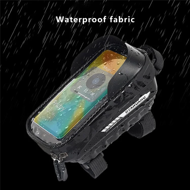 Bolsa de Quadro de Bicicleta RZAHUAHU YA347-3 PU com Suporte de Celular de Tela Sensível ao Toque