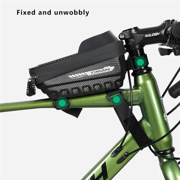 Bolsa de Quadro de Bicicleta RZAHUAHU YA347-3 PU com Suporte de Celular de Tela Sensível ao Toque